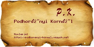 Podhorányi Kornél névjegykártya
